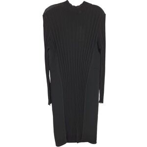 Vince Mixed Ribbed Midi Dress Black Quiet Luxury Old Money Sophisticated Elegant